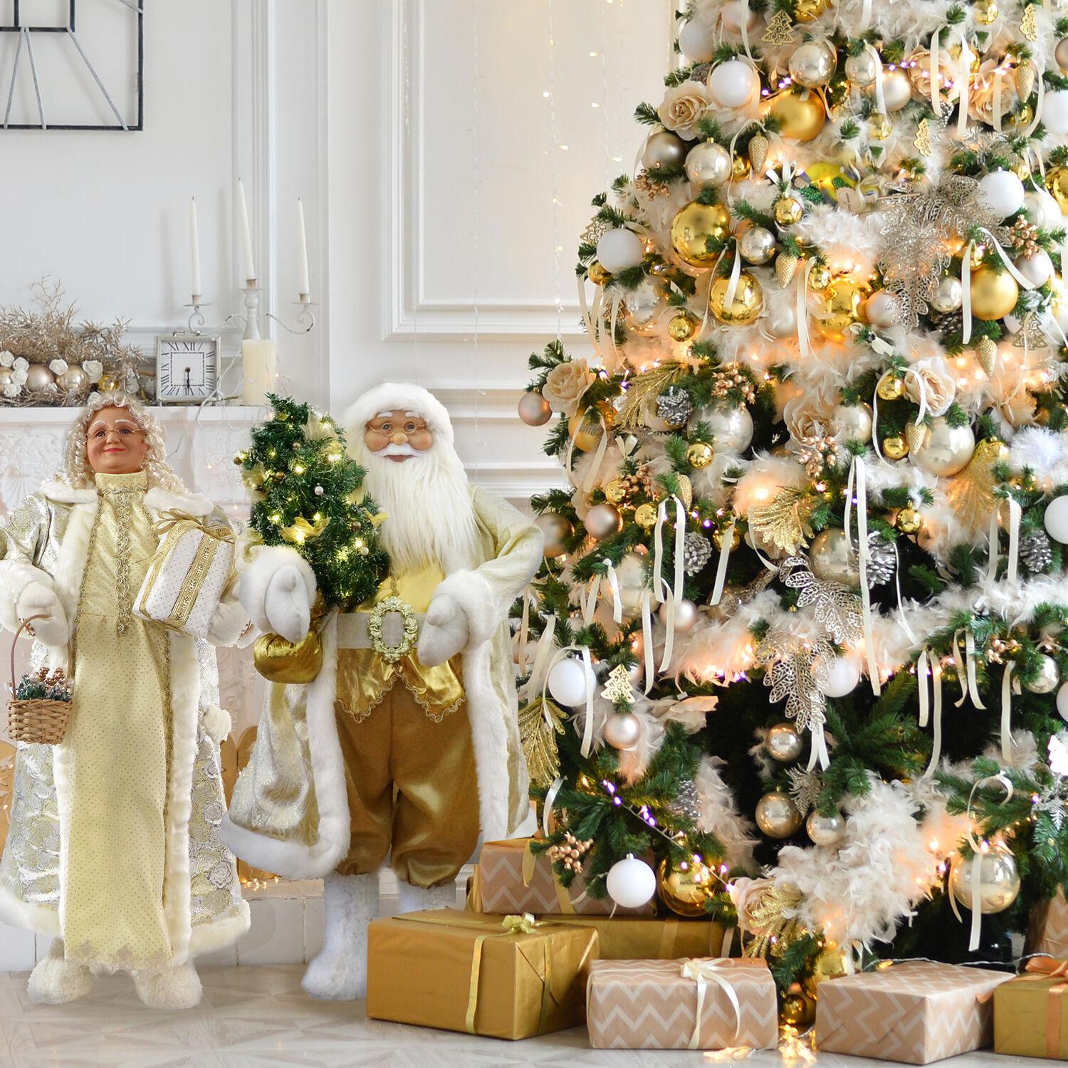 Fraser Hill Farm 3-Ft. Music and Motion Santa with Prelit Christmas Tree, Holiday Indoor Home Decor, FASC036M-19WHTGLD