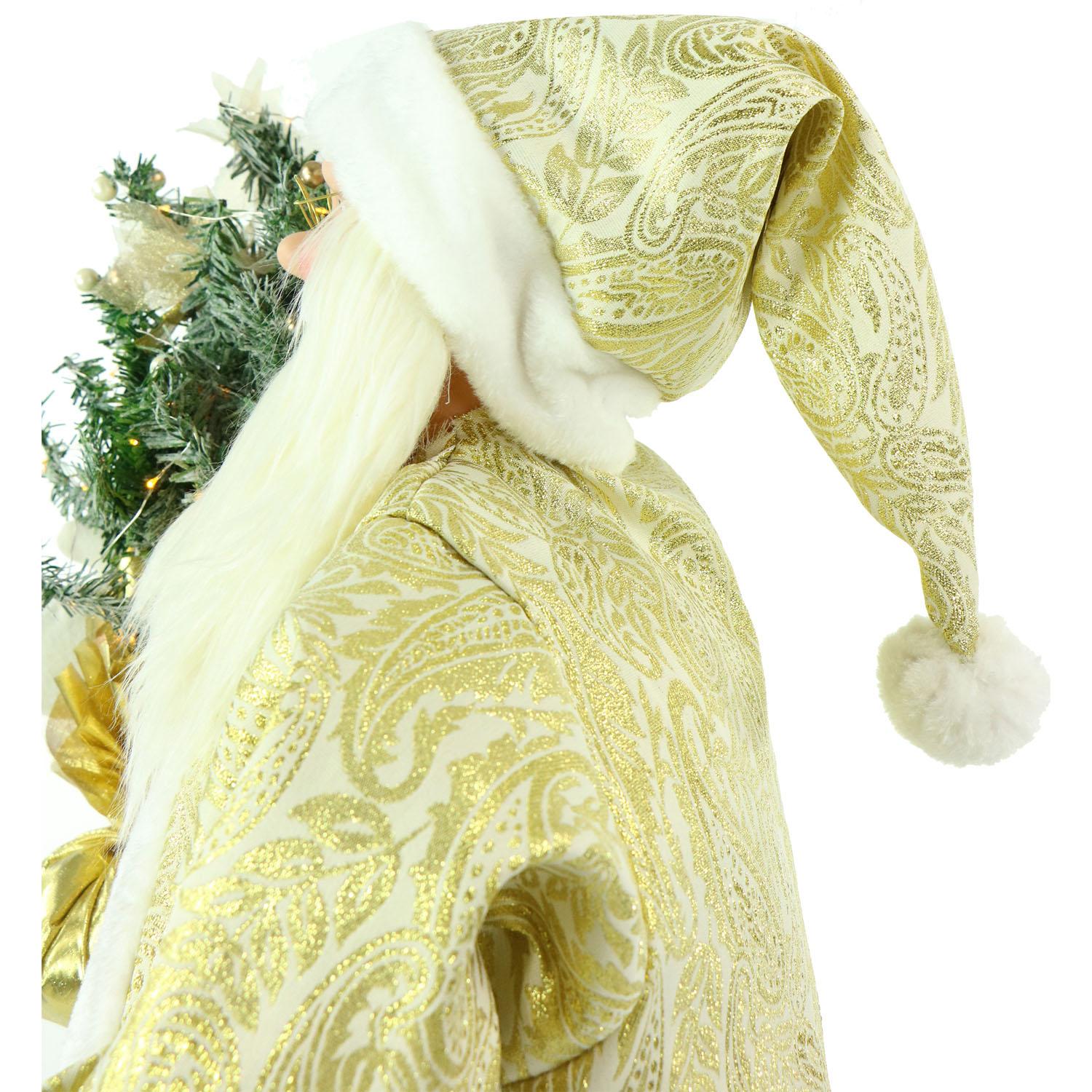 Fraser Hill Farm 3-Ft. Music and Motion Santa with Prelit Christmas Tree, Holiday Indoor Home Decor, FASC036M-19WHTGLD