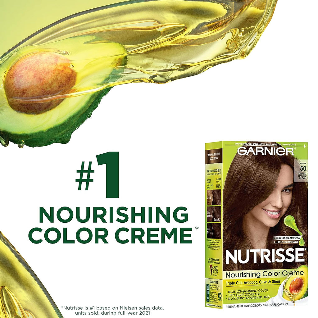 Garnier Hair Color Nutrisse Nourishing Creme, 12 Natural Blue Black (Poppyseed) Permanent Hair Dye, 2 Count (Packaging May Vary)