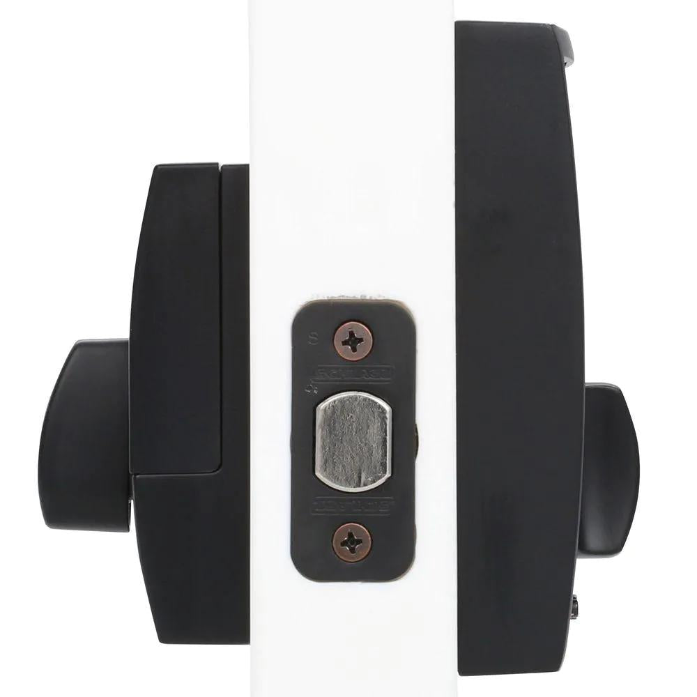 Century Touch Electronic Door Lock Deadbolt and Latitude Lever in Matte Black