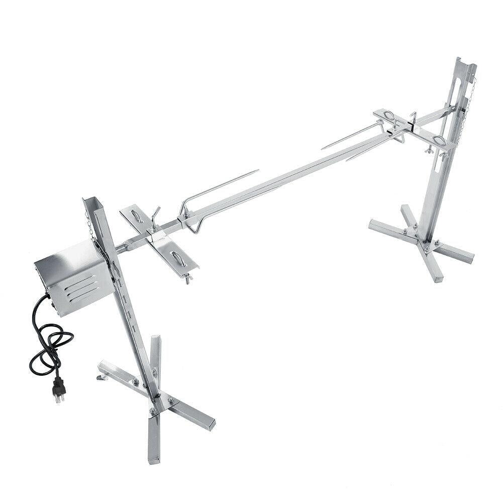 Rotisserie Kit For Barbecue  Steel Spit Rod Meat Forks With Electric WT