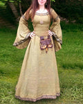 classical middle ages long sleeve round neck dress