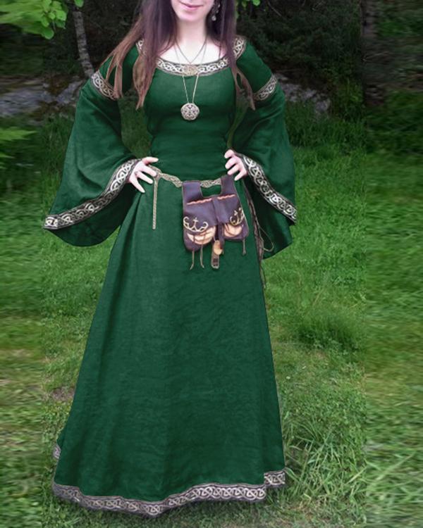 classical middle ages long sleeve round neck dress