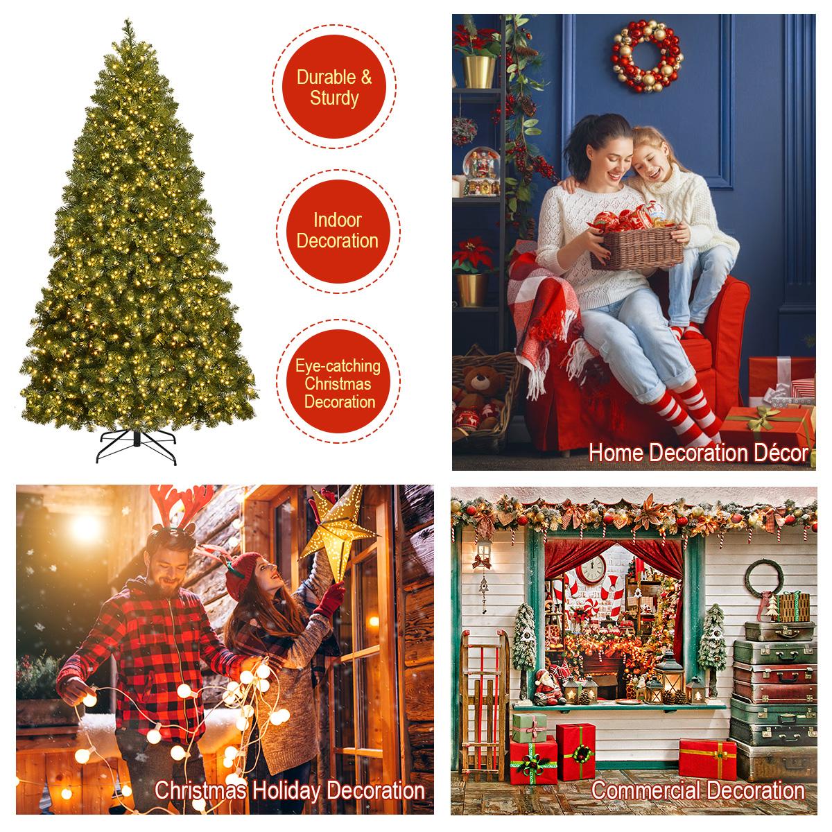 Costway Pre-Lit PVC Christmas Tree 7Ft Spruce Hinged 700 LED Lights