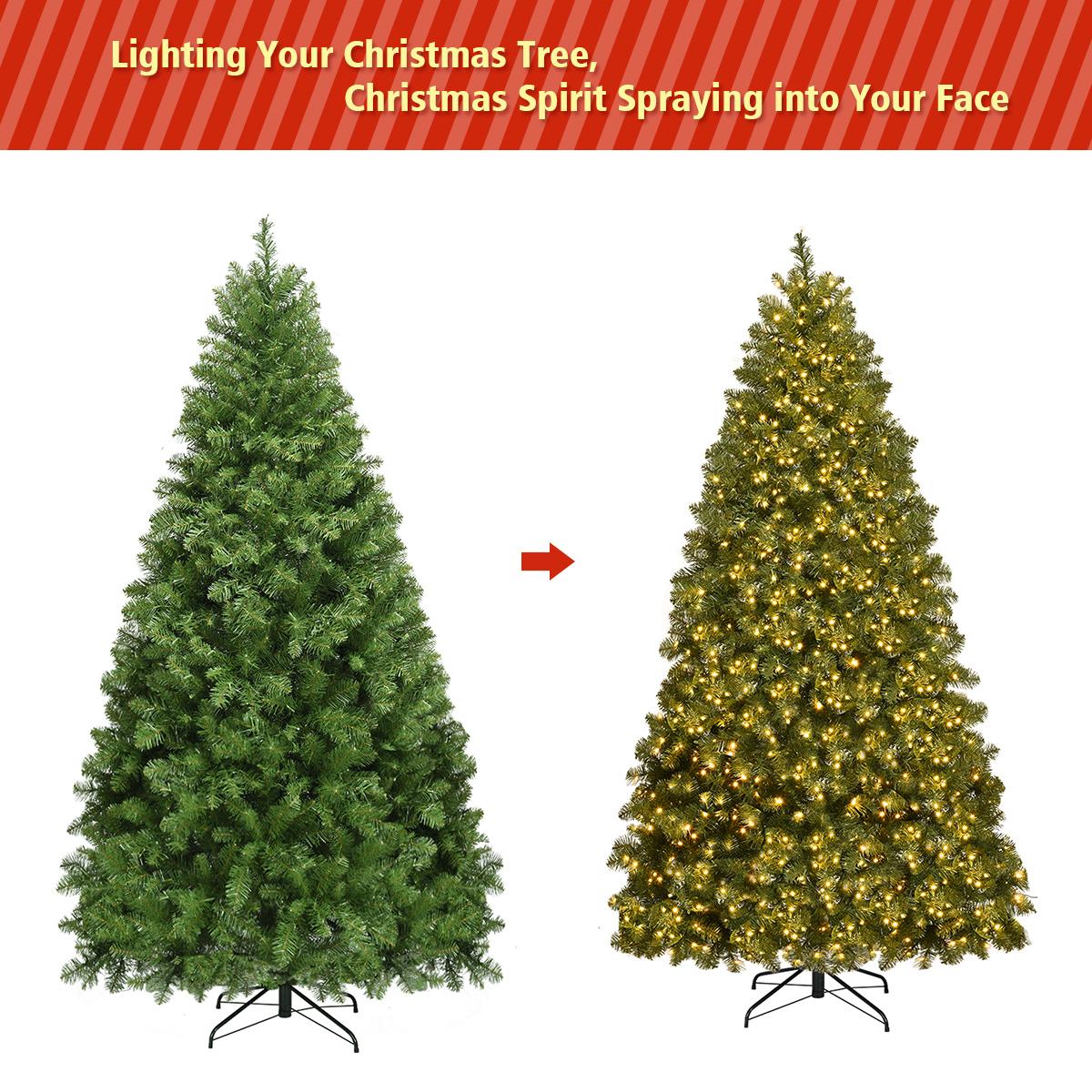 Costway Pre-Lit PVC Christmas Tree 7Ft Spruce Hinged 700 LED Lights