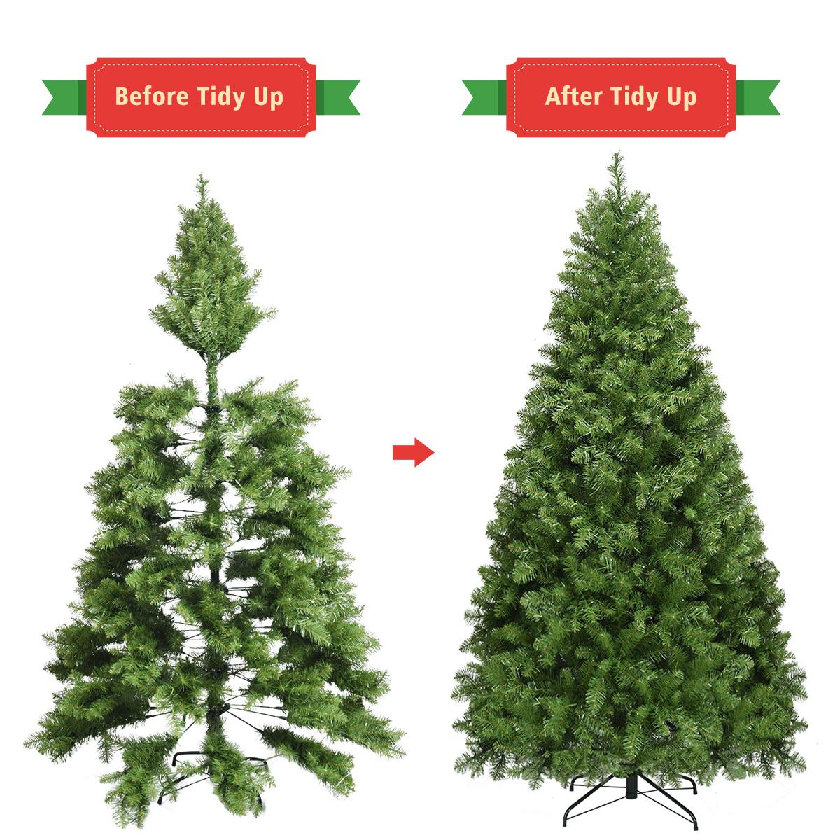 Costway Pre-Lit PVC Christmas Tree 7Ft Spruce Hinged 700 LED Lights
