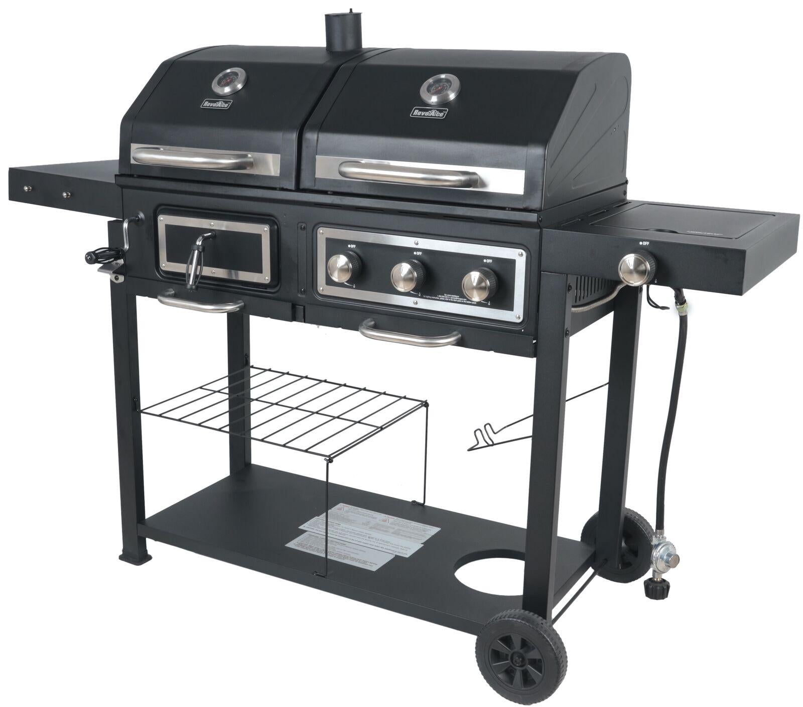 Dual Fuel Gas & Charcoal Combo Grill, Black with  NEW