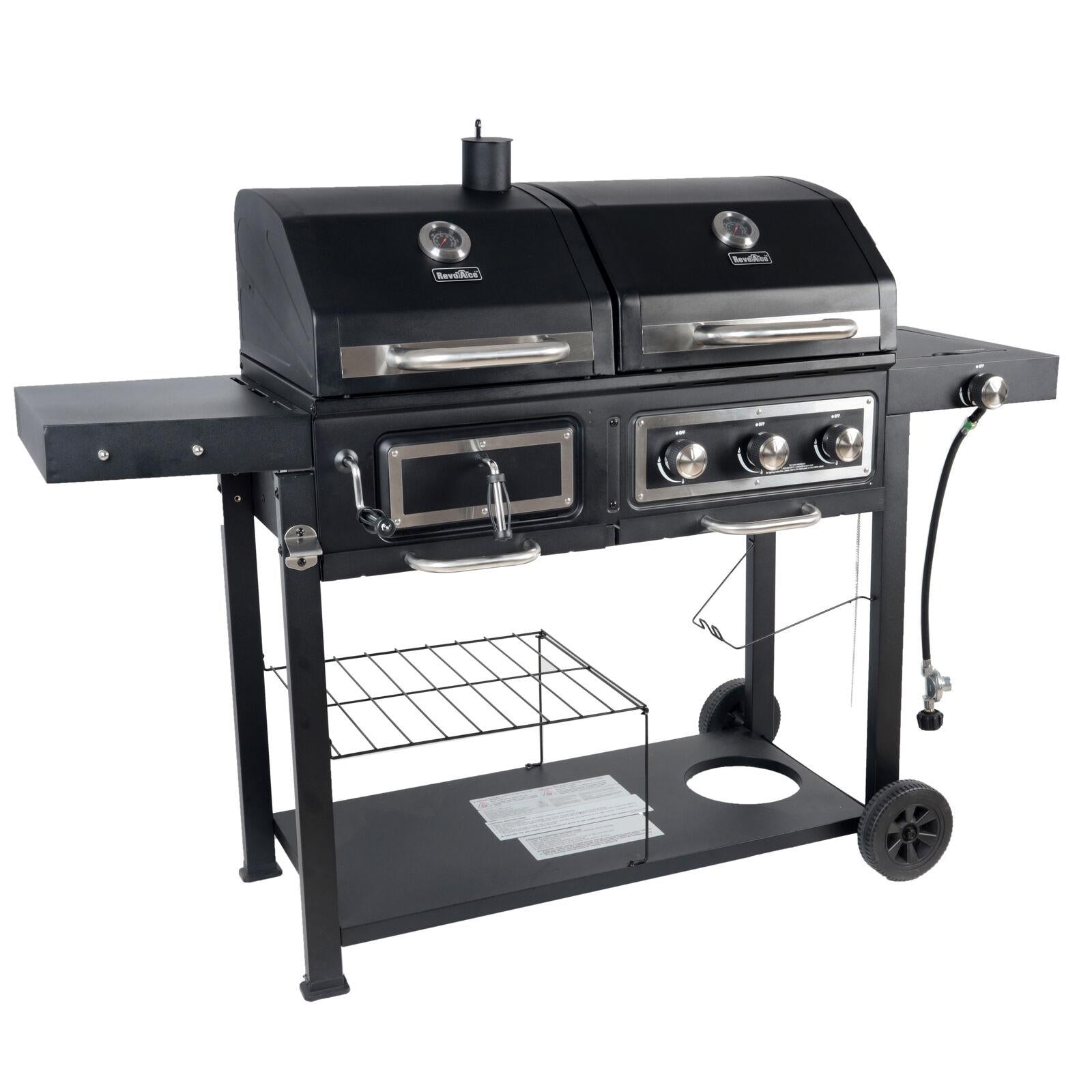 Dual Fuel Gas & Charcoal Combo Grill, Black with  NEW