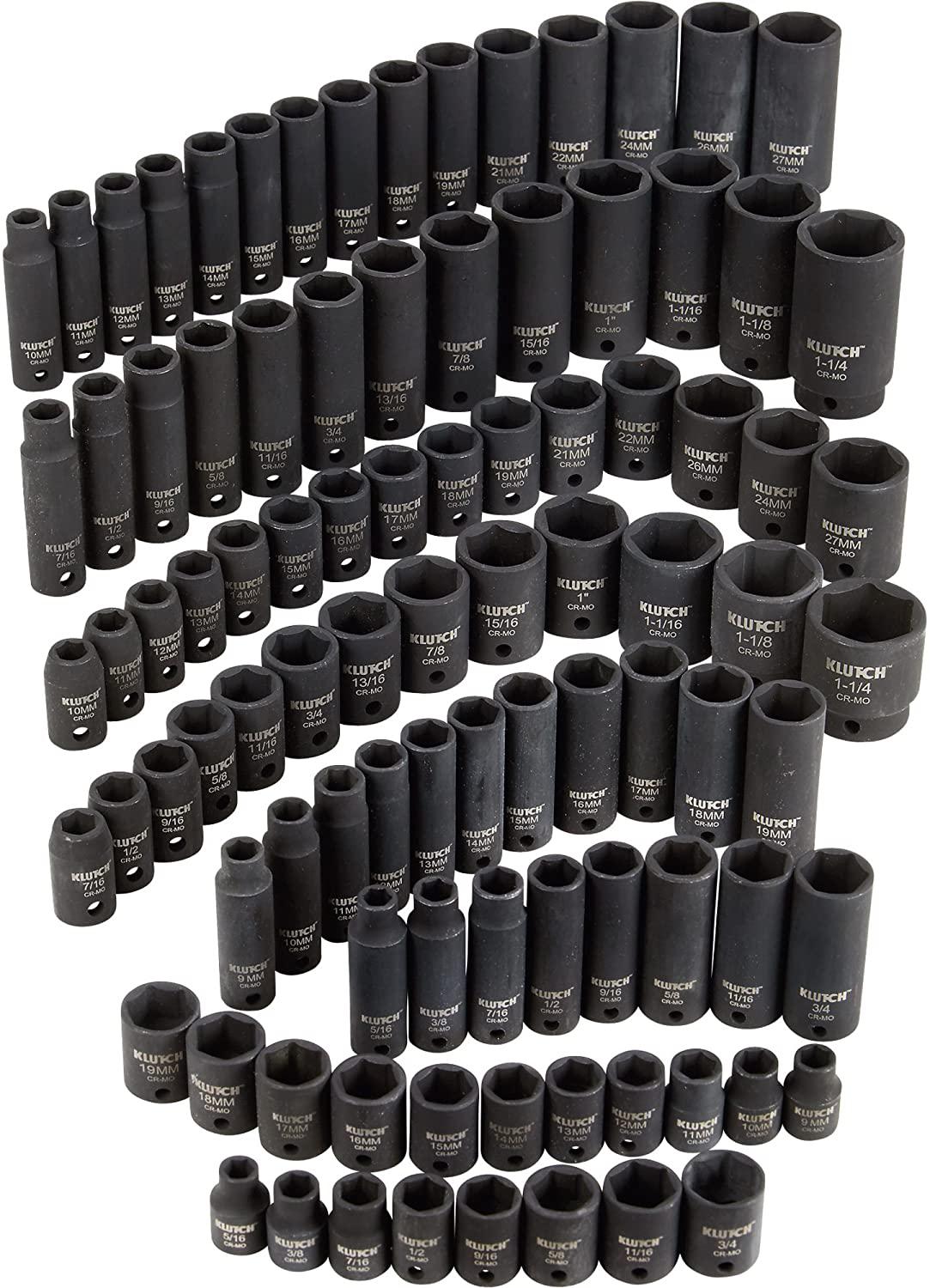 Klutch Impact Socket Set - 94-Pc. 3/8in.- and 1/2in.-Drive