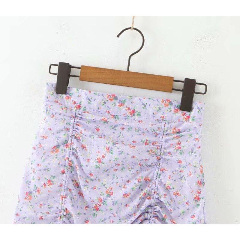 floral crop top and mini skirt set
