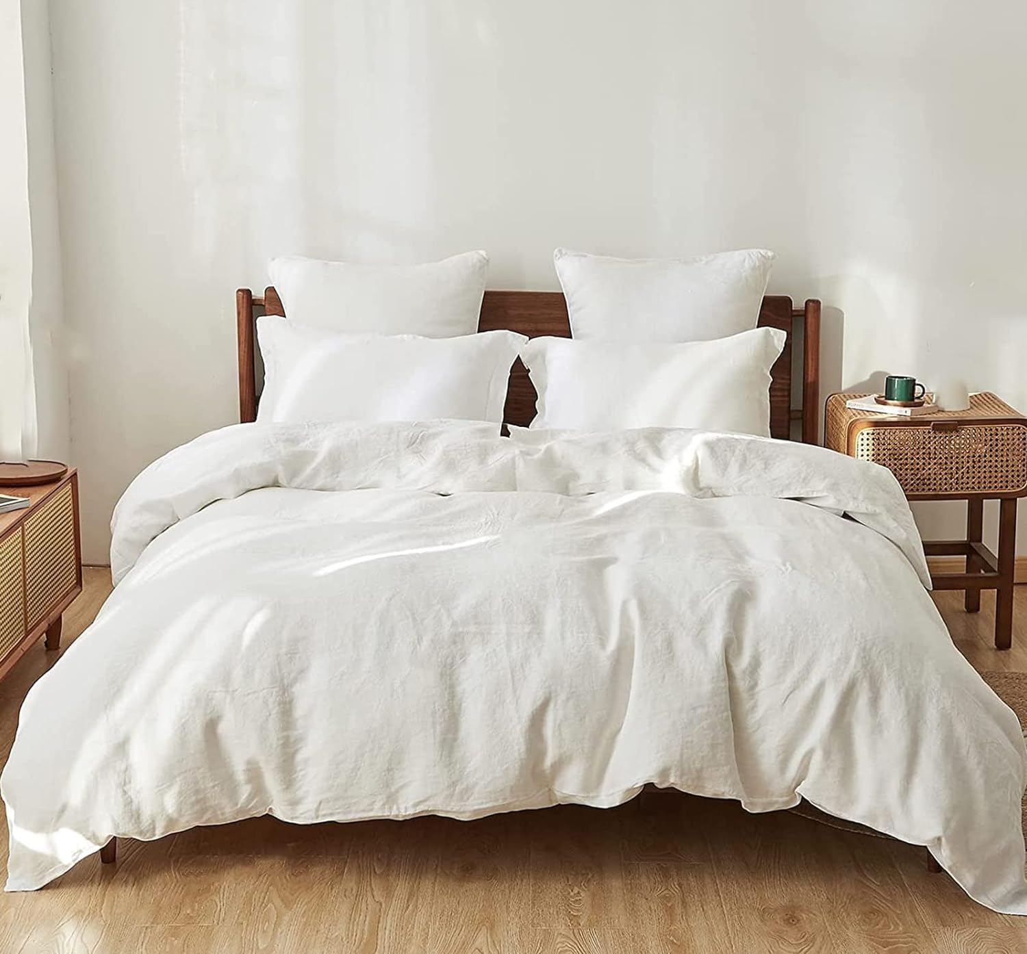 Duvet Protectors for Protective Cover Waterproof Washable Breathable Comforter Duvet Cover with Inner Corner Ties,Zipper Incontinence Care Bedding. (King,White)