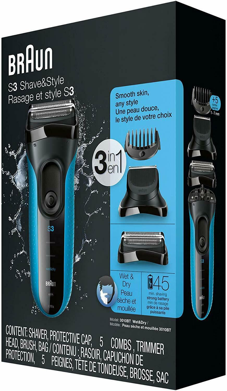 Braun Series 3 Shave&Style 3010BT 3-in-1 Electric Wet&Dry Shaver with Precision