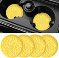 Car Cup Coaster [4 Pack] ME.FAN Silicone Car Coasters/Cup Mats - 2.75In Universal Non-Slip Recessed Car Interior Accessories - Car Cup Holder Insert Coasters Yellow