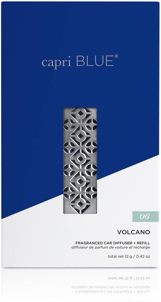 Capri Blue Fragranced Car Diffuser With Refills - Volcano Car Freshener - Fragrance Diffuser For Car