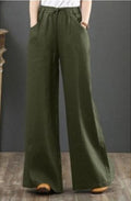 Loose plus size wide-leg linen pants