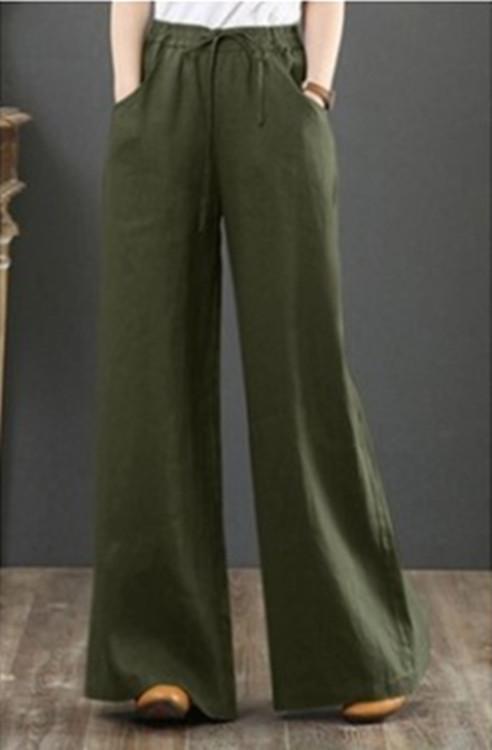 Loose plus size wide-leg linen pants