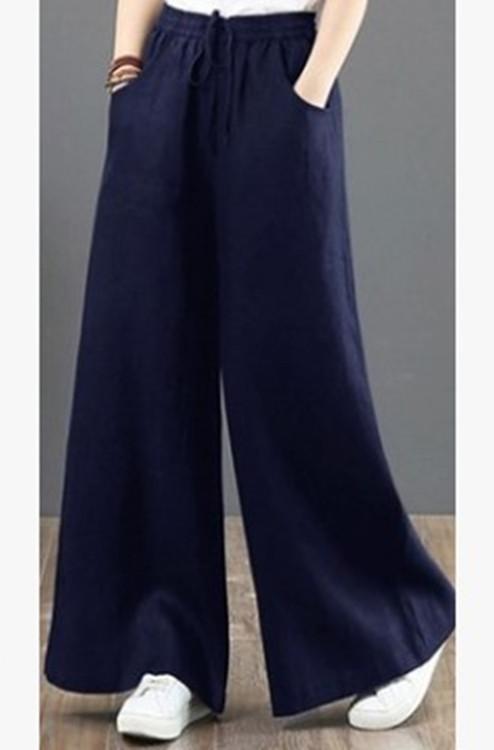 Loose plus size wide-leg linen pants
