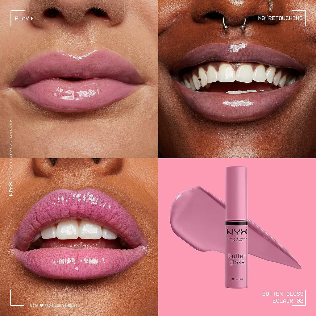 NYX PROFESSIONAL MAKEUP Butter Gloss, Non-Sticky Lip Gloss - Eclair (Pink)