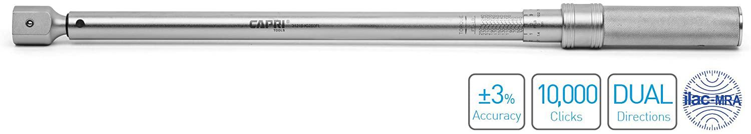 Capri Tools 30-250 ft. lbs. Interchangeable Torque Wrench and Heads Set, 14 mm x 18 mm Drive, 11-Piece