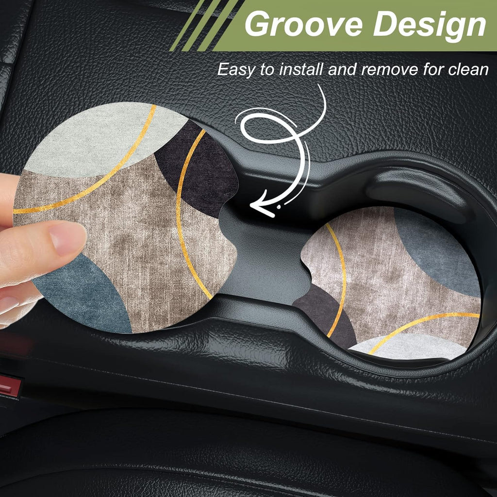 Nipichsha Car Cup Holder Coasters, Car Coasters for Cup Holders, 2 Pack Anti Slip Insert Coasters, Rubber Car Cup Mat with A Finger Notch, Cute Car Interior Accessories for Women Men(Simple Gray)