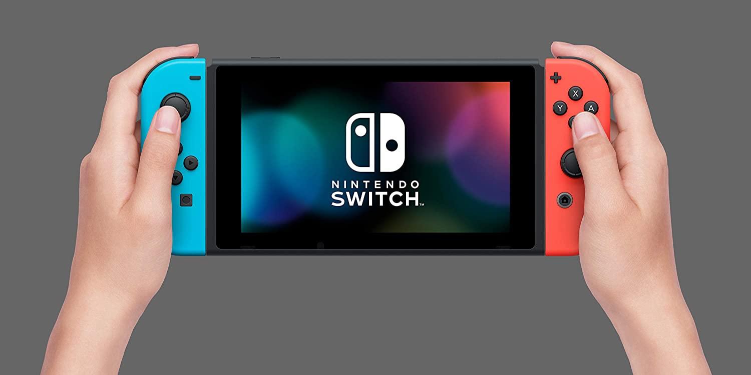 Nintendo Switch with Neon Blue and Neon Red Joy‐Con