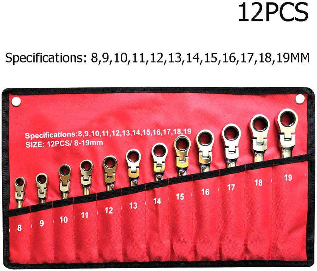xianggujie F Adjustable Hand Tool Spanner Set Multi-Function Universal Wrench Kit (Color : 12PCS RED)