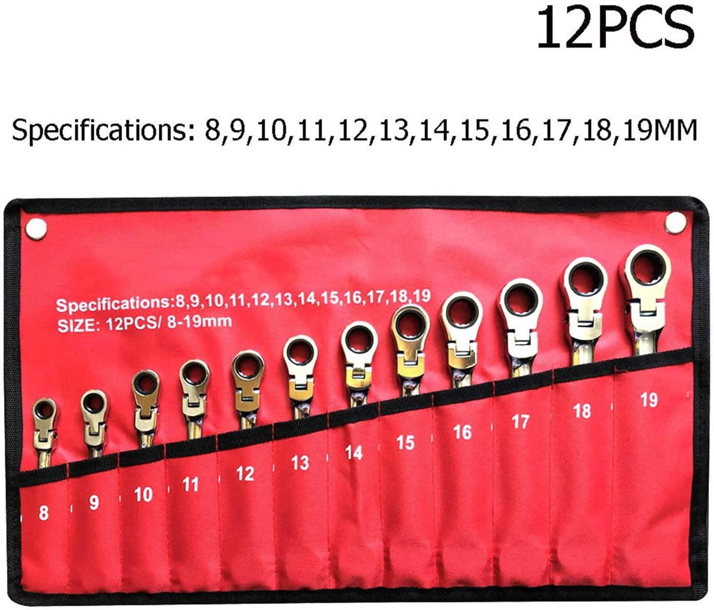 xianggujie F Adjustable Hand Tool Spanner Set Multi-Function Universal Wrench Kit (Color : 12PCS RED)