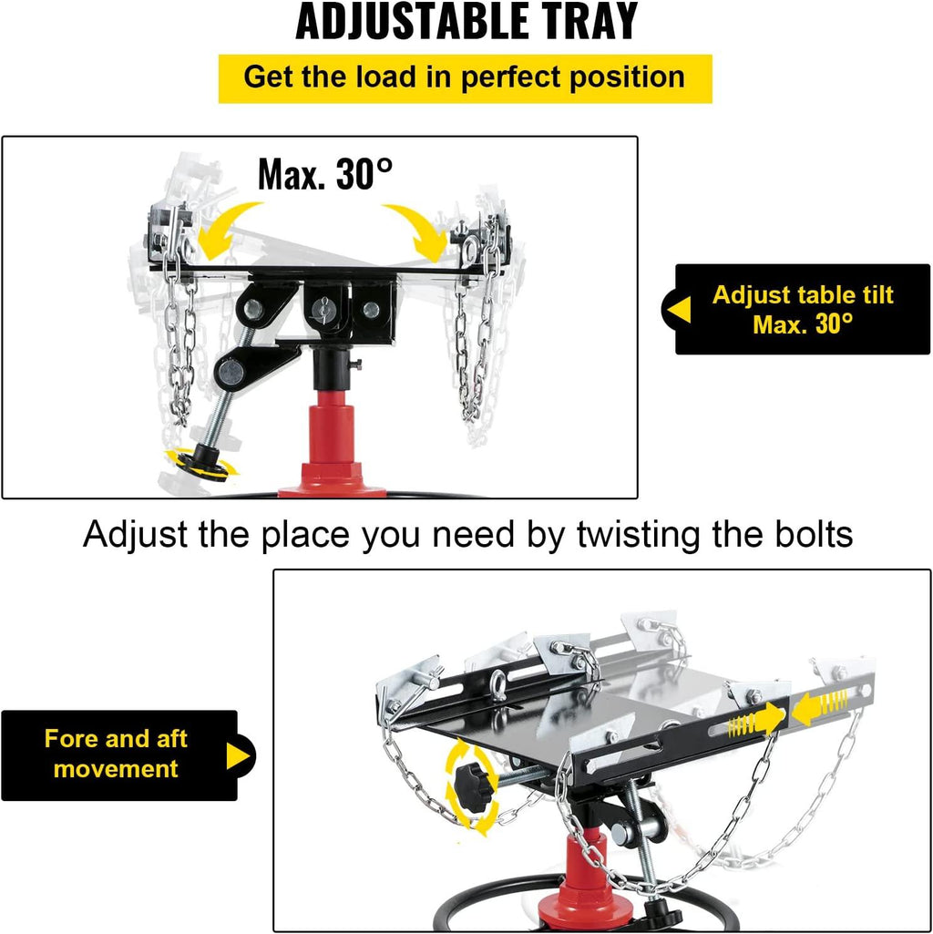 Transmission Jack,3/5 Ton/1322 lbs Capacity Hydraulic Telescopic Transmission Jack, 2-StaFloor Jack Stand with Foot Pedal, 360° Swivel Wheel, Garage/Shop Lift Hoist, Red