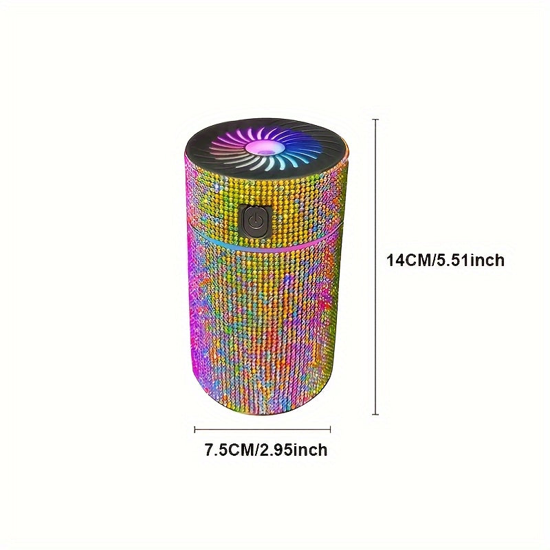 Luxury Rhinestone Car Diffuser Humidifier With LED Light Auto Air Purifier Aromatherapy Diffuser Air Freshener Car Accessories