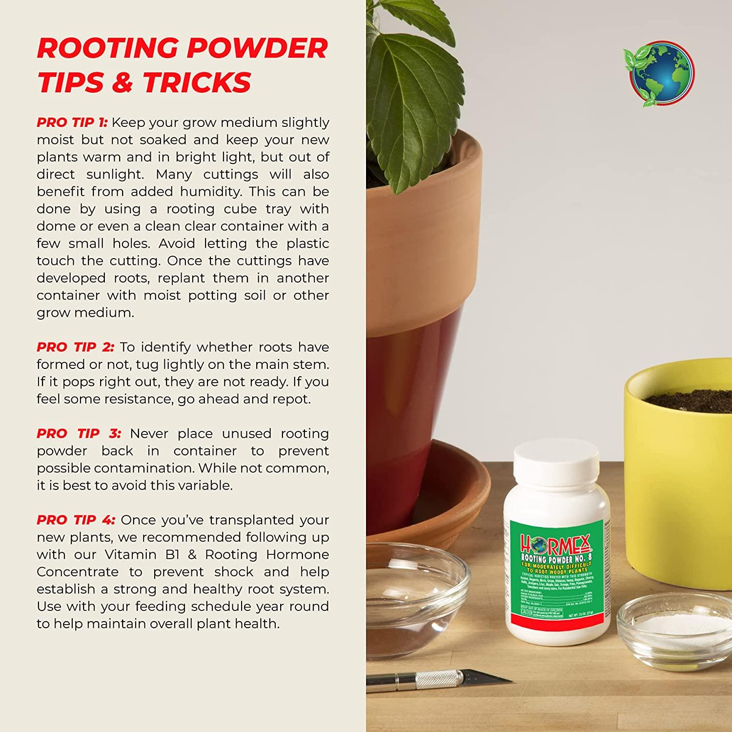 Rooting Hormone for Cuttings - Plant Propagation Rooting Powder #8 by Hormex - for Moderately Difficult to Root Plants - Fastest IBA Rooting Compound for Healthy Plants