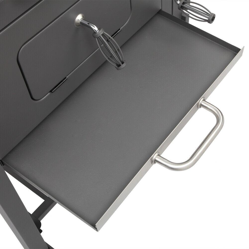 Portable Barbecue Grill Foldable Charcoal Oven Stove With Wheels & Bottom Shelf