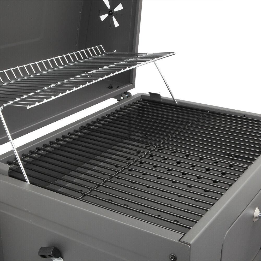 Portable Barbecue Grill Foldable Charcoal Oven Stove With Wheels & Bottom Shelf