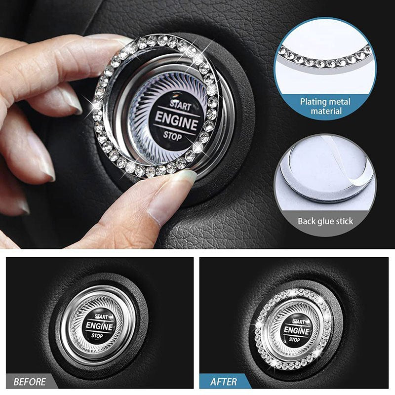 7Pcs Car Decoration Kit, Car Accessories, Car Steering Wheel Covers Set For Women, Bling White Artificial Diamond,  Center Console Cover Pad
