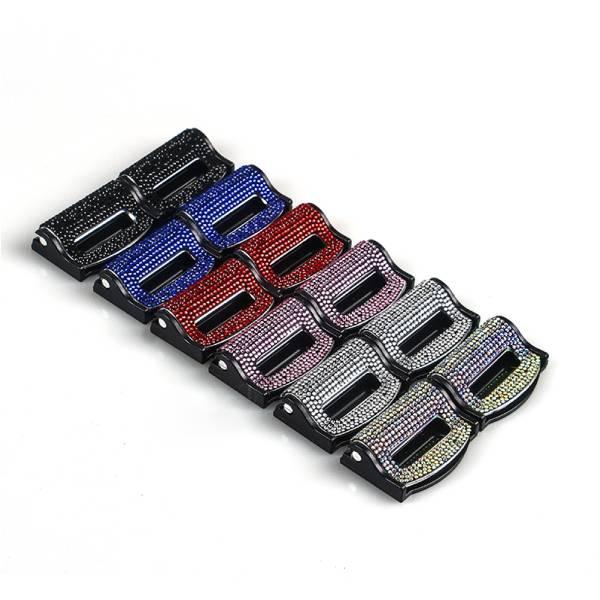 2Pcs Universal Rhinestone Decor Bling Car Safety Seat Belt Buckle Clip