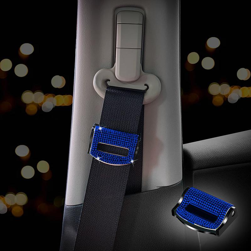 2Pcs Universal Rhinestone Decor Bling Car Safety Seat Belt Buckle Clip