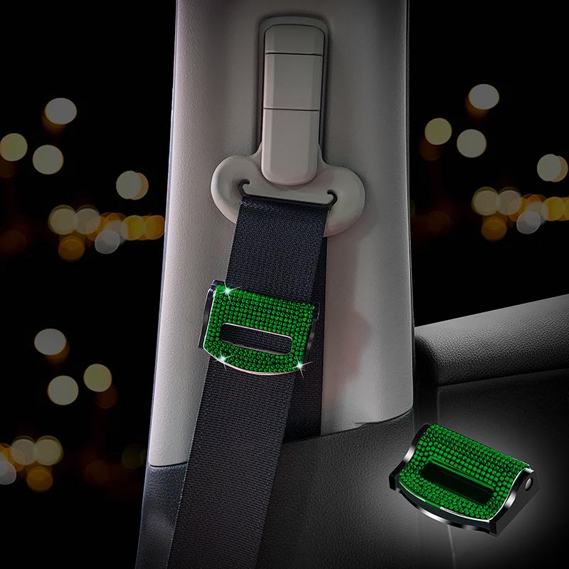 2Pcs Universal Rhinestone Decor Bling Car Safety Seat Belt Buckle Clip