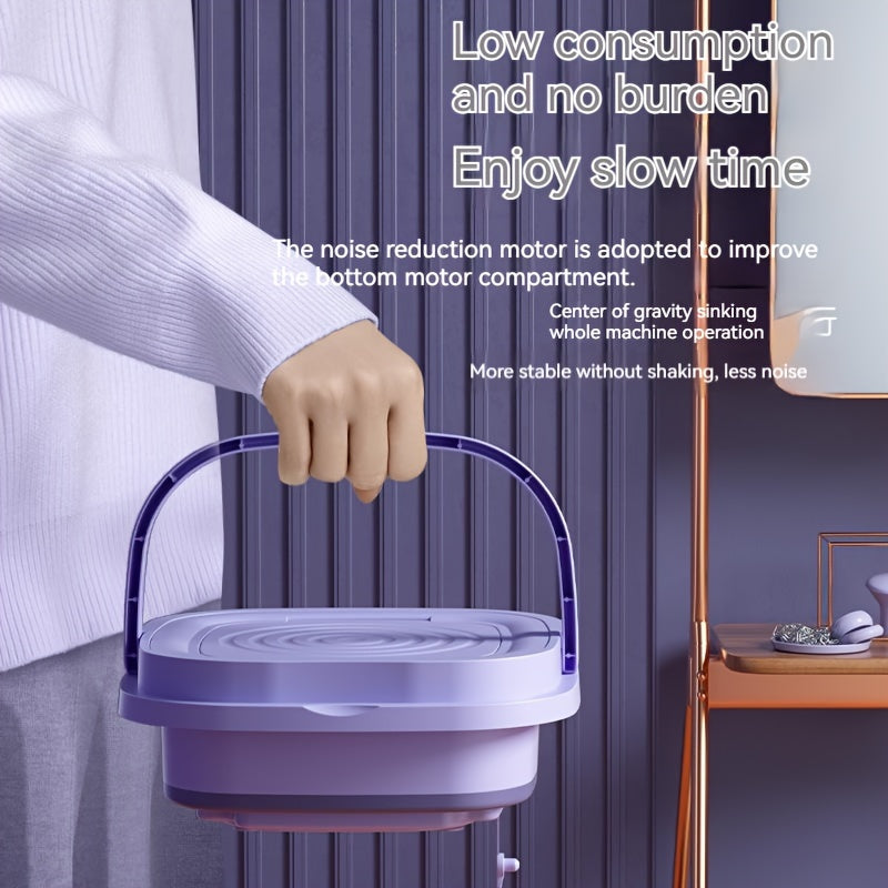 2.11gal Portable Folding Washing Machine With Collapsible Bucket, 3 Modes Effective Steri-lizing,  Suitable For Apartment, Laundry, Camping, RV, Travel, Underwear Bra Socks Washing Machine