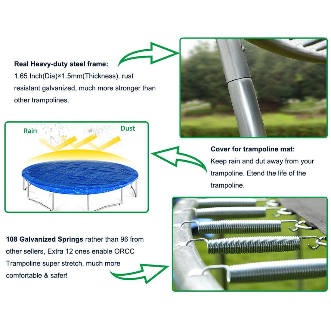 ORCC 2020 Upgrade 15 14 12 10 FT Outdoor Trampoline,TUV Certificated Yard Trampoline with Enclosure Net Jumping Mat Spring Pad,All accessories for Kids Trampoline