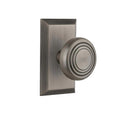 Studio Plate 2-3/8 in. Backset Antique Pewter Privacy Bed/Bath Deco Door Knob