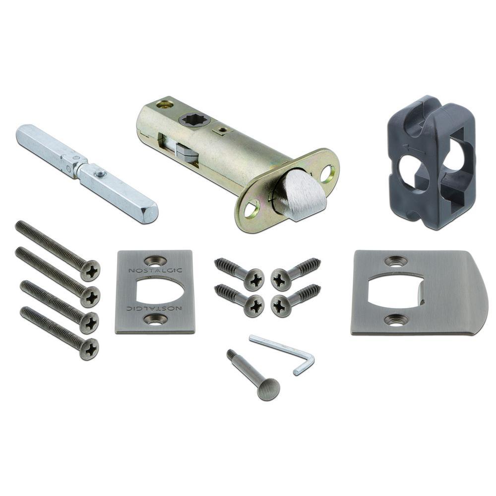 Studio Plate 2-3/8 in. Backset Antique Pewter Privacy Bed/Bath Deco Door Knob