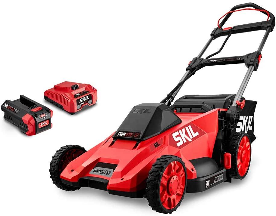 SKIL PM4910-10 PWR CORE 40 20-Inch 40V Brushless Push Mower Kit Includes 5.0Ah Lithium Battery and Auto PWR Jump Charger