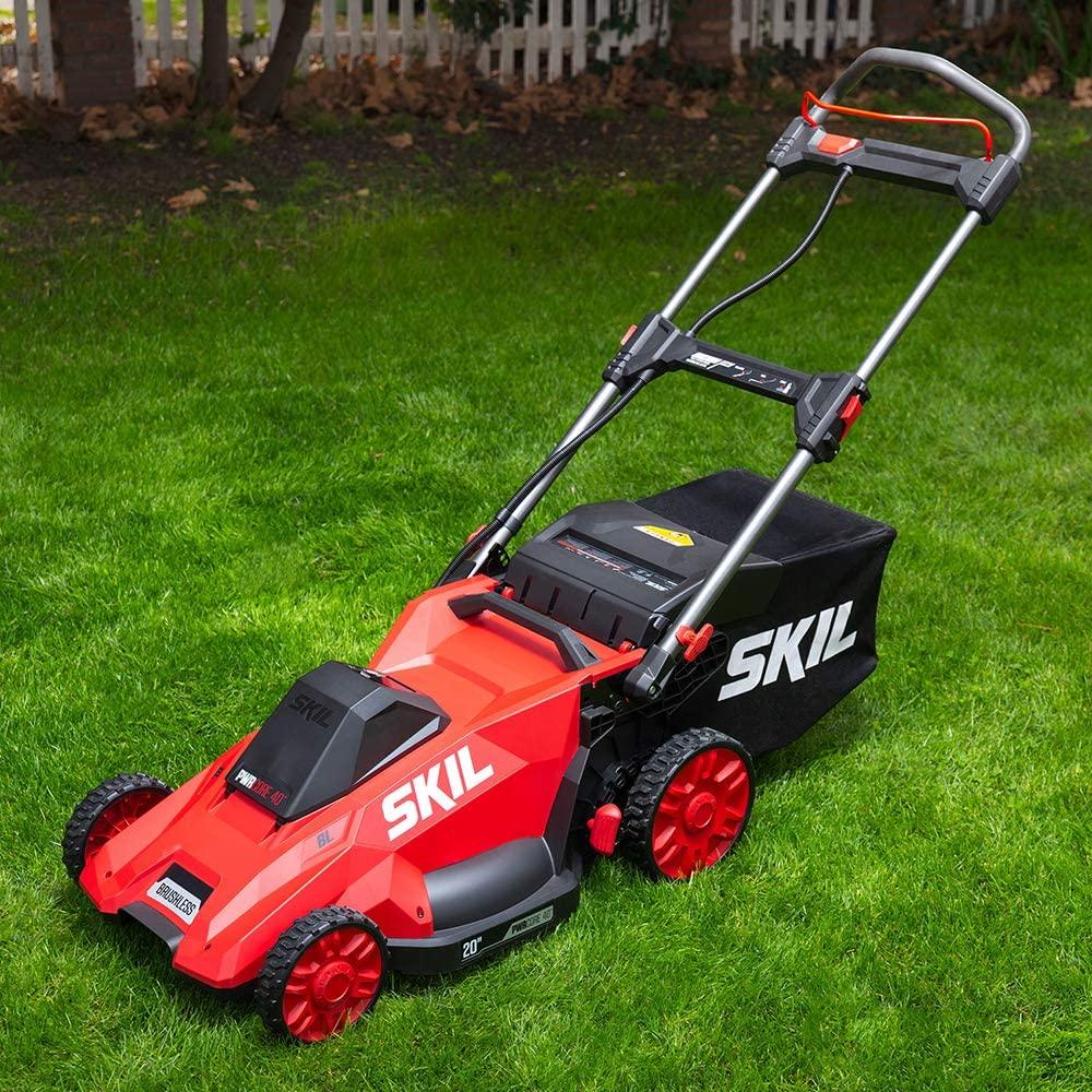 SKIL PM4910-10 PWR CORE 40 20-Inch 40V Brushless Push Mower Kit Includes 5.0Ah Lithium Battery and Auto PWR Jump Charger