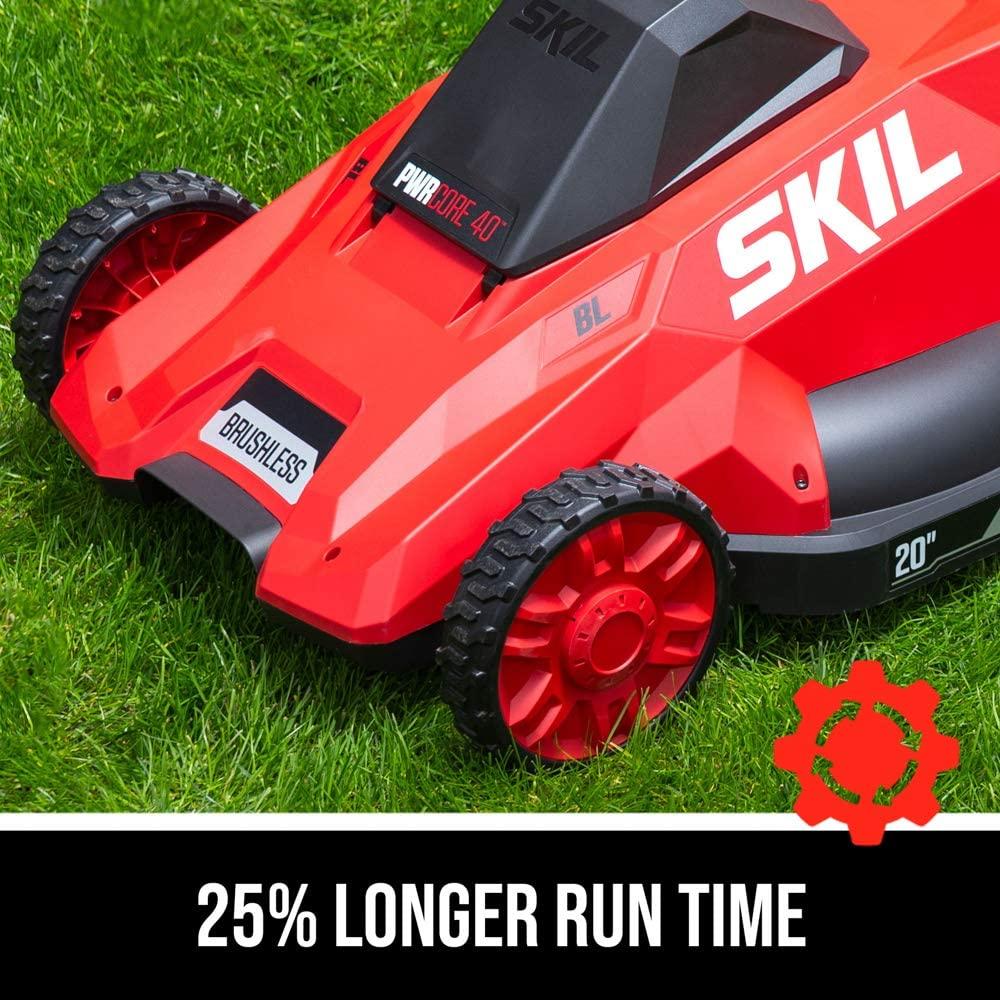 SKIL PM4910-10 PWR CORE 40 20-Inch 40V Brushless Push Mower Kit Includes 5.0Ah Lithium Battery and Auto PWR Jump Charger