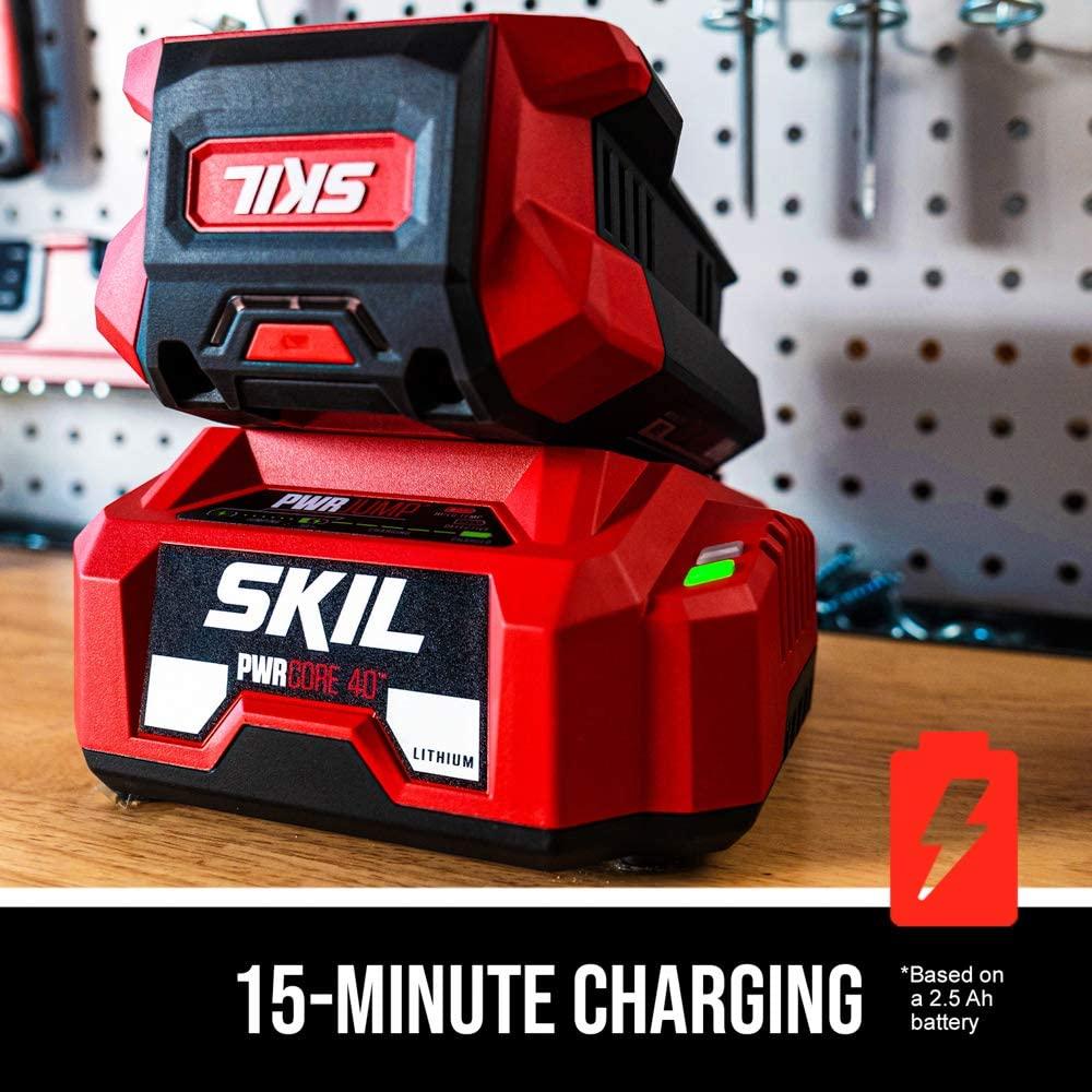 SKIL PM4910-10 PWR CORE 40 20-Inch 40V Brushless Push Mower Kit Includes 5.0Ah Lithium Battery and Auto PWR Jump Charger