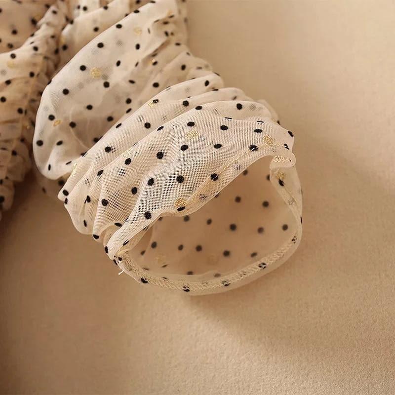 square collar mesh dots dress