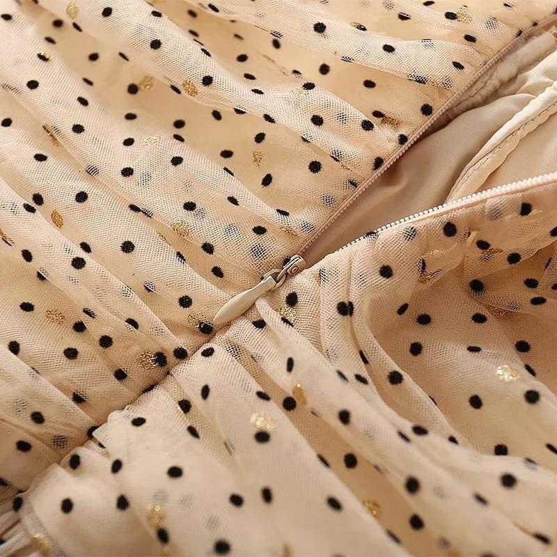 square collar mesh dots dress