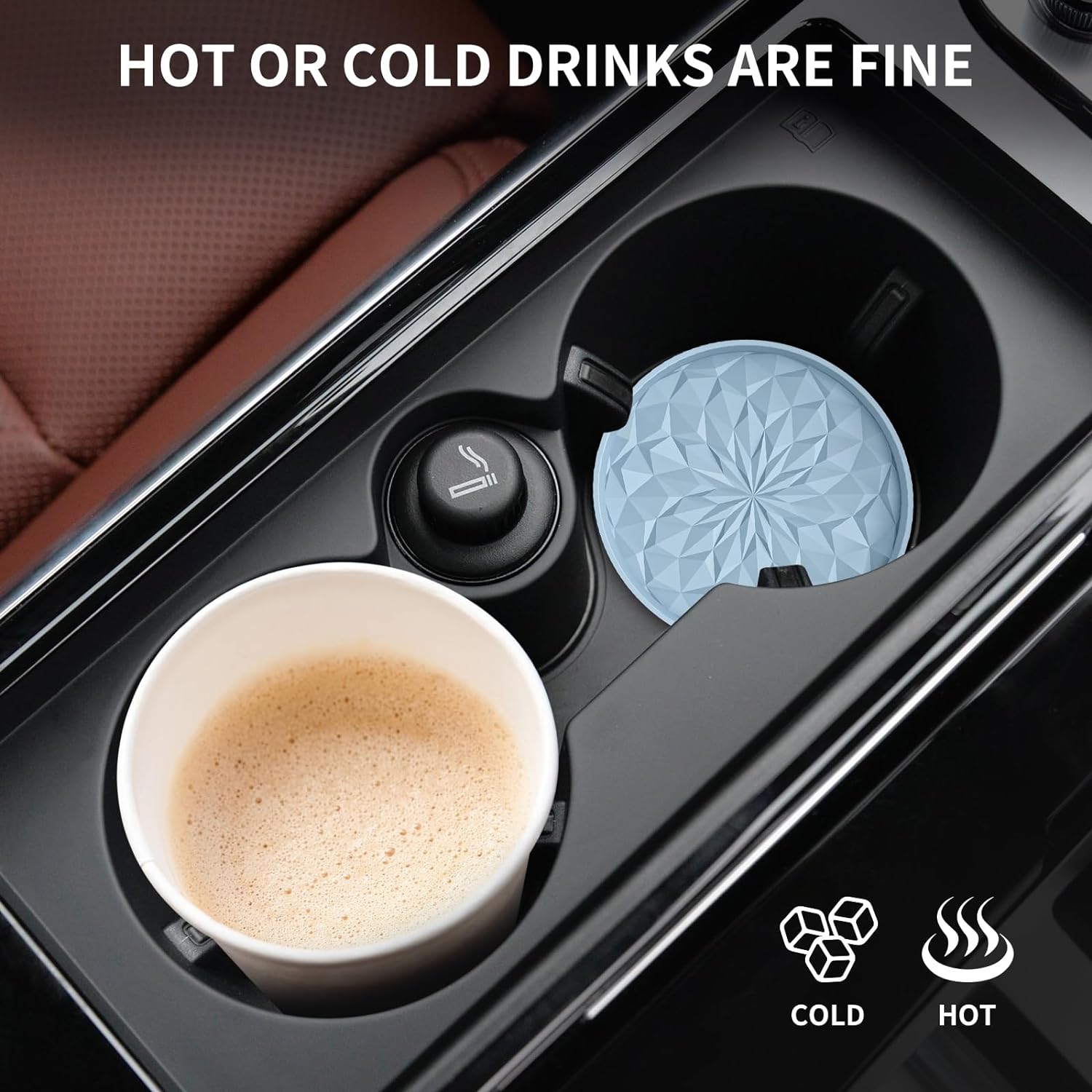 Car Cup Coaster [4 Pack] ME.FAN Silicone Car Coasters/Cup Mats - 2.75In Universal Non-Slip Recessed Car Interior Accessories - Car Cup Holder Insert Coasters Ether