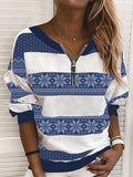Striped Printed Loose Casual Sweatshirt