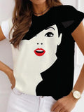Fashion Casual Art Print Short Sleeve T-shirt Womens