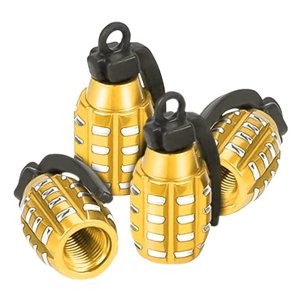 4pcs Grenade Alloy Tire Valve Caps - Add Style To Your Car, Truck, Or Bike Wheels!
